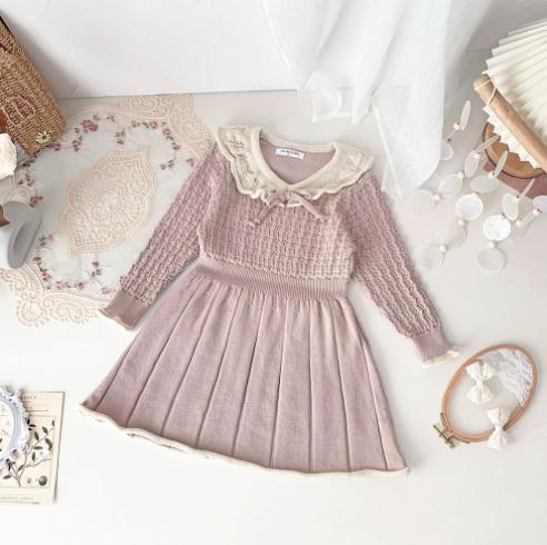 2023春新品★子供服　ニットワンピース　80-120cm