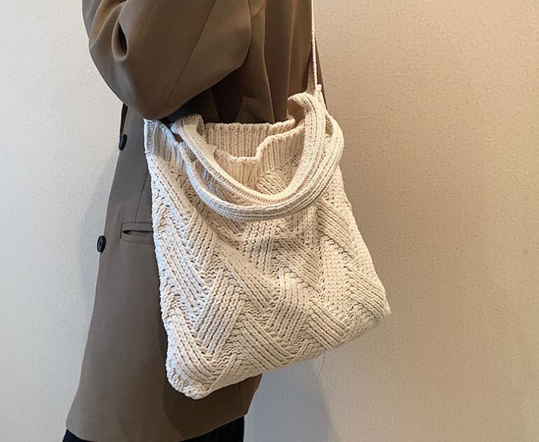 【バッグ】レディースバッグ・トートバッグ・ 肩掛けトート・ニットバッグ
