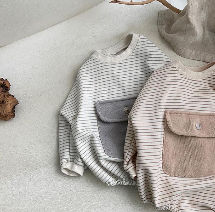 子供服★ロンパース★連体服★ストライプ★長袖★ベビー★2色★66-90CM