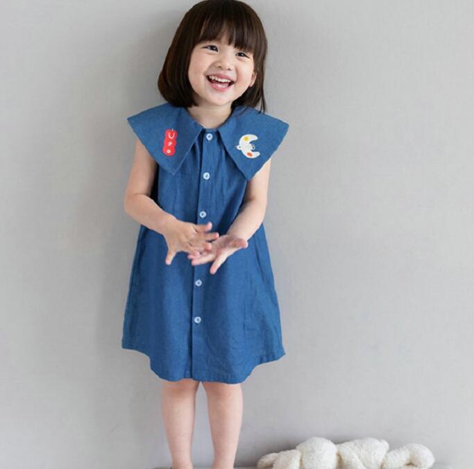 子供服★ワンピース★ノースリープ★刺繍★キッズ女の子★7-15#