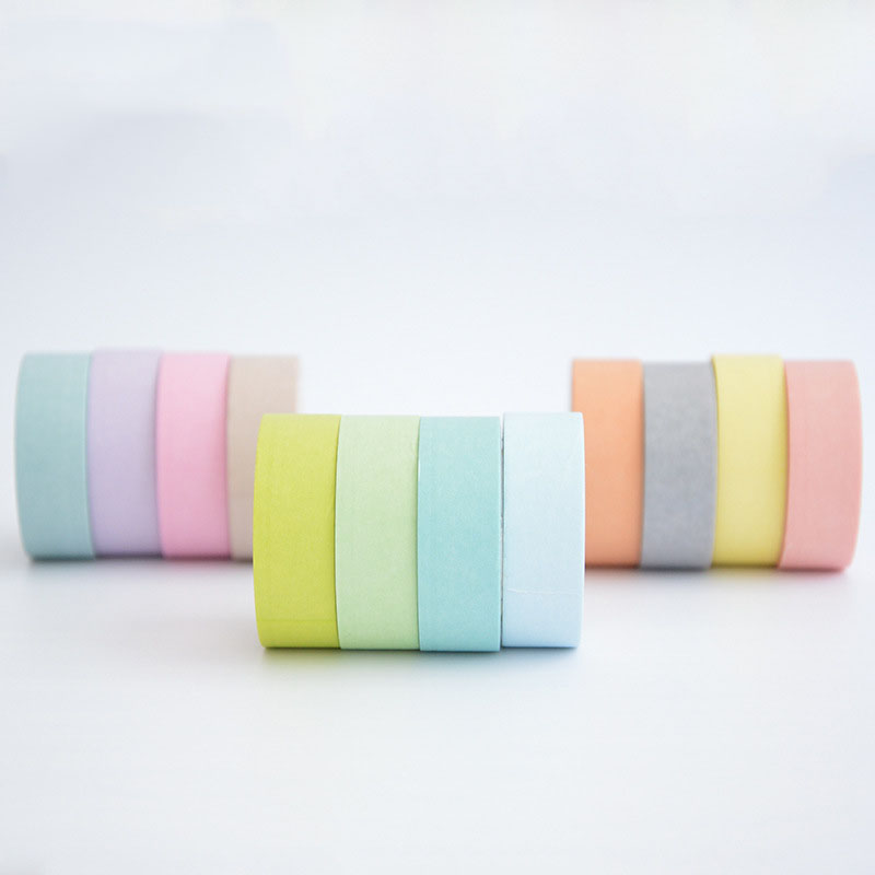 塩系文具 シール貼紙 手帳素材 マスキングテープ マカロンカラー 無地 15mm*10m 12色