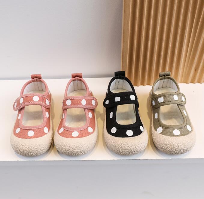 靴★子供靴★キッズ靴★ズック靴★キッズ女の子★水玉★可愛い★3色「21-30#」