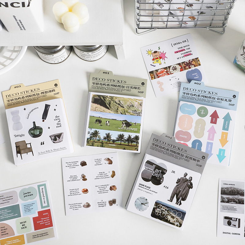 文具 シール貼紙 手帳素材 春新作 封口貼 日常生活 風景 グルメ食べ物 人物動物 写真撮影 旅行 50枚入