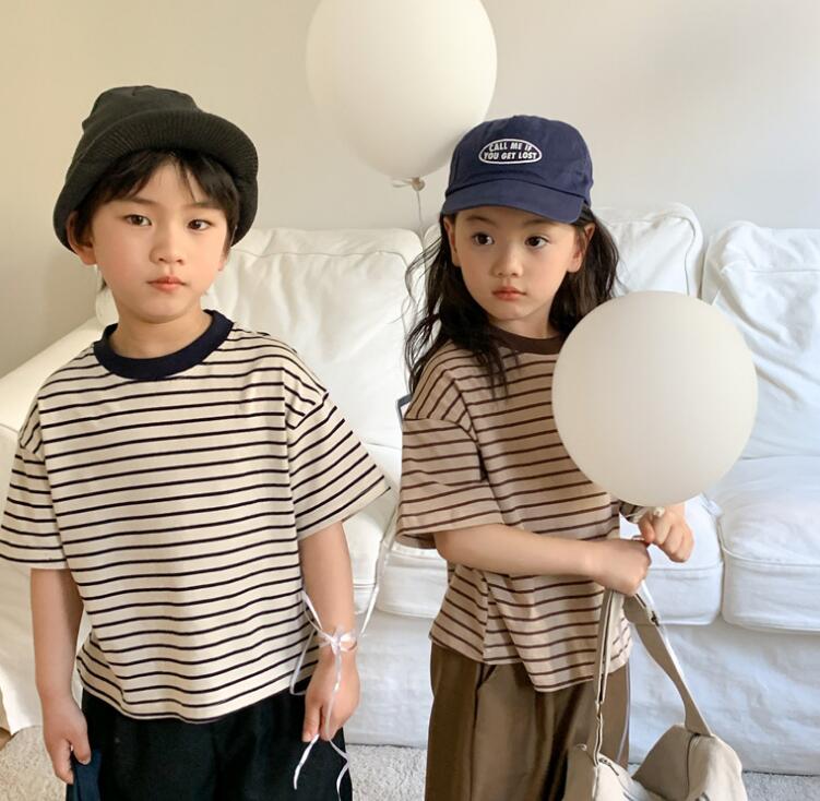 子供服★Tシャツ★トップス★ストライプ★韓国風子供服★キッズ★男女兼用★2色★90-140CM