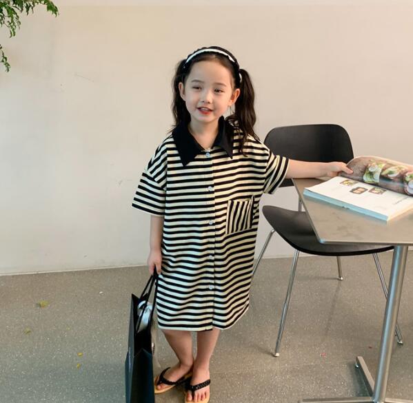 子供服★ワンピース★韓国風キッズ服★キッズ女の子★ストライプ★90-140CM