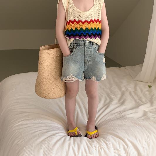 2023夏新品★子供服　ボトムス　デニムショートパンツ　90-150cm