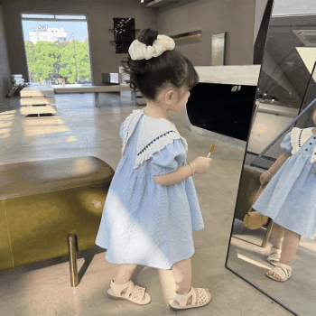 お勧め 春夏新作 韓国風 子供服 3-8歳女の子 半袖ワンピース フリル ワンピ チェック柄 7-15