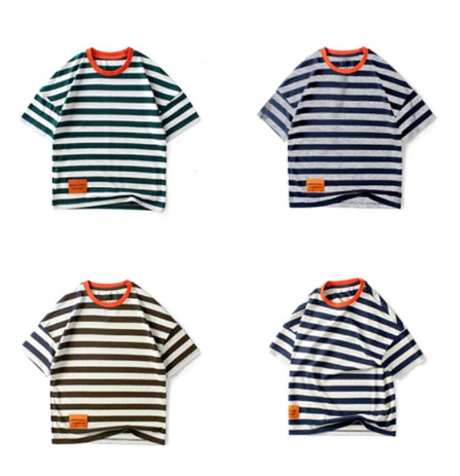 Tシャツ★子供服★半袖シャツ★キッズ男の子★韓国風子供服★ストライプ★4色★120-160CM