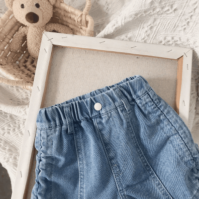 お勧め デニムショーツ 3-8歳キッズ レースアップ ジーンズ ショートパンツ ジーパン 2色 90-140