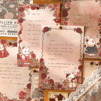 レトロ インテリア ステッカー ペーパー ローズ メッセージメモ ラビット ウサギ バラシリーズ 50枚入