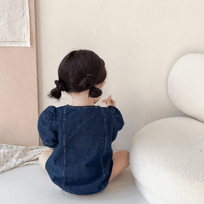 お勧め 春夏新作 キッズ 女の子子供服 連体服 デニム 半袖 ゆったり ロンパース カバーオール 66-90