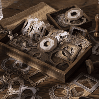 インテリア メモ紙 アンティーク クラシック フラワー イラスト フレーム ワク 20枚入