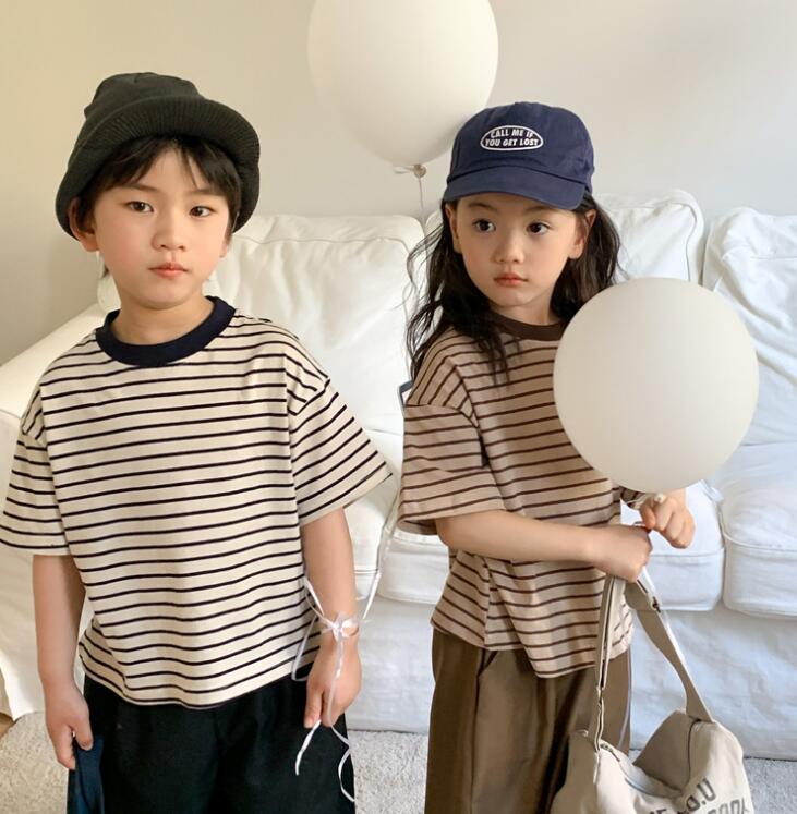 子供服★トップス★Tシャツ★韓国風子供服★キッズ★男女兼用★ストライプ★2色★90-140CM