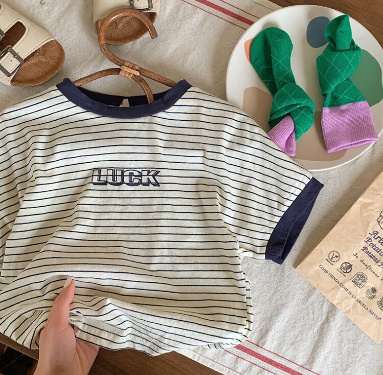 子供服★Tシャツ★トップス★韓国風子供服★キッズ★男女兼用★ストライプ★80-130CM