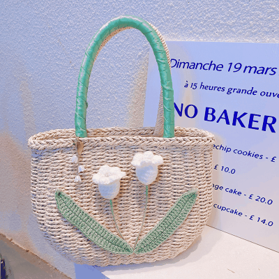 お勧め 春夏 キッズ子供 ポシェット かごバッグ 編みバッグ 鈴蘭 ハンドバッグ ガールズ ビーチ海