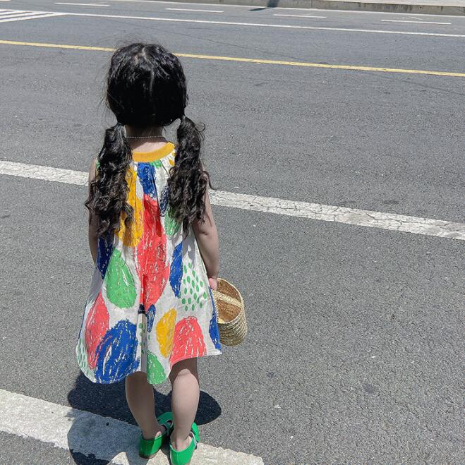 子供服★ワンピース★韓国風子供服★キッズ女の子★袖なし★カジュアル★90-140CM