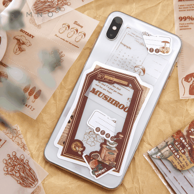 インテリア メモペーパー 素材紙 アンティーク イラスト 海洋生物鯨 幾何学ラベル 植物花葉蝶キノコ 30枚入