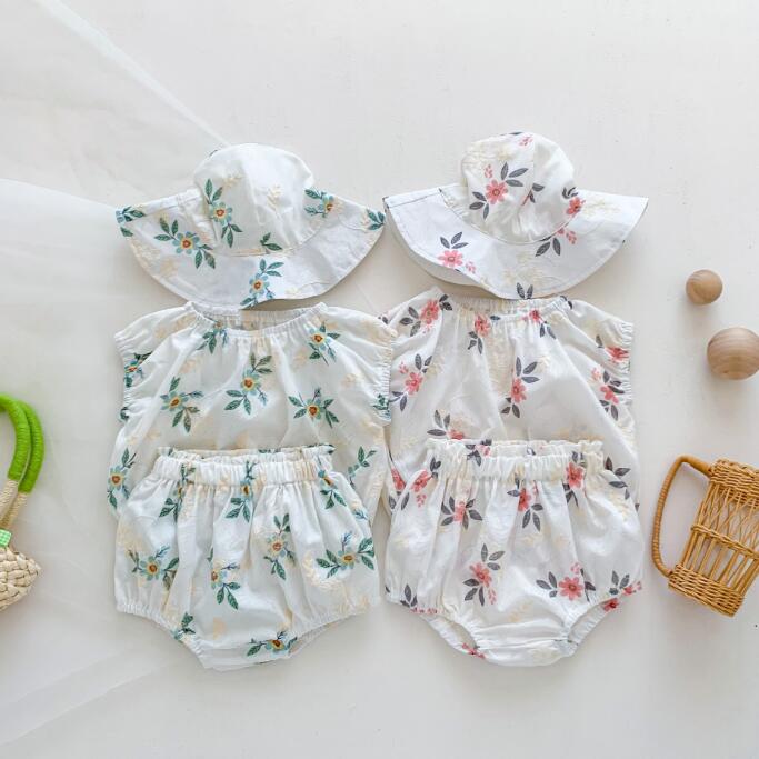 子供服★トップス+パンツ+帽子★セットアップ★韓国風子供服★ベビー★2色★66-100CM