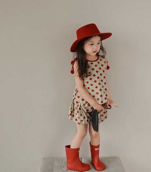 子供服★セットアップ★トップス+パンツ★水玉★韓国風子供服★キッズ女の子★90-140CM