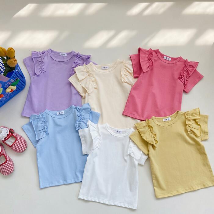 子供服★トップス★Tシャツ★韓国風子供服★キッズ女の子★無地★6色★90-140CM