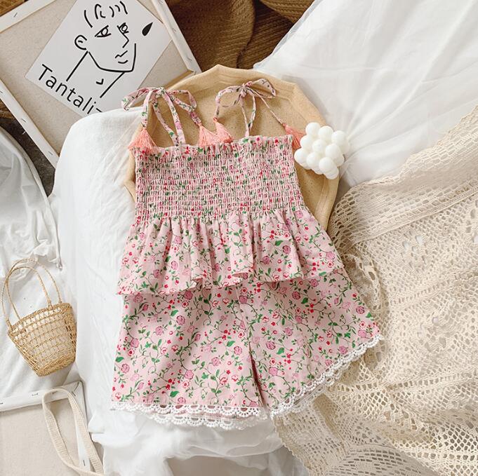 子供服★トップス+パンツ★セットアップ★韓国風子供服★袖なし★キッズ女の子★90-130CM