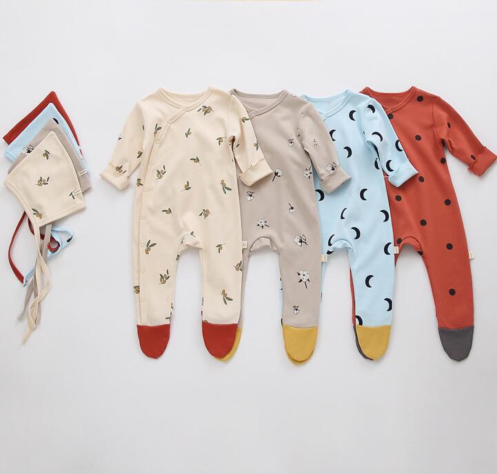 2023★春秋新作★韓国風ベビー服★ロンパース+帽子★6色66-90CM