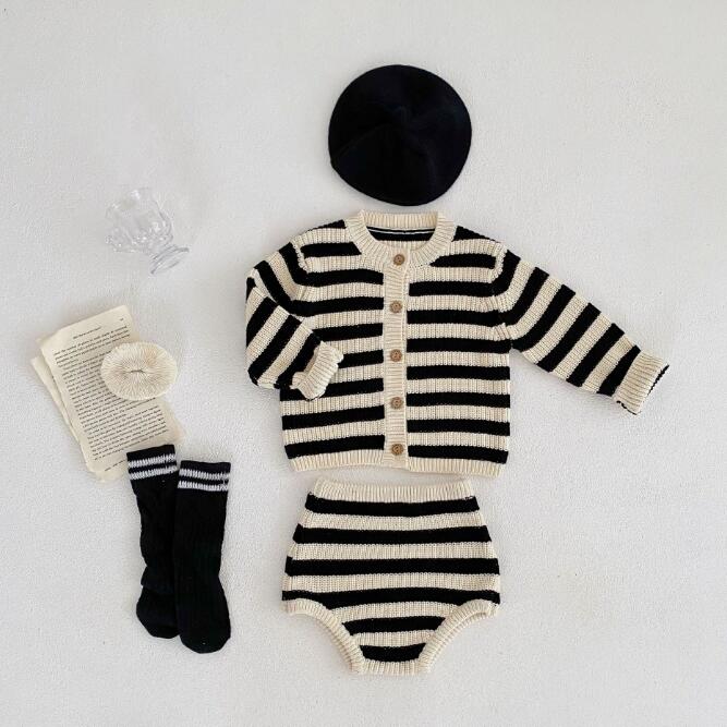 秋★子供服★トップス+パンツ★セットアップ★韓国風子供服★ベビー★ストライプ★66-100CM