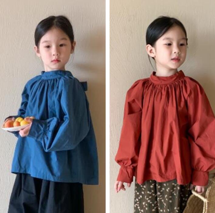 子供服★トップス★長袖シャツ★韓国風子供服★キッズ女の子★無地★2色★90-150CM