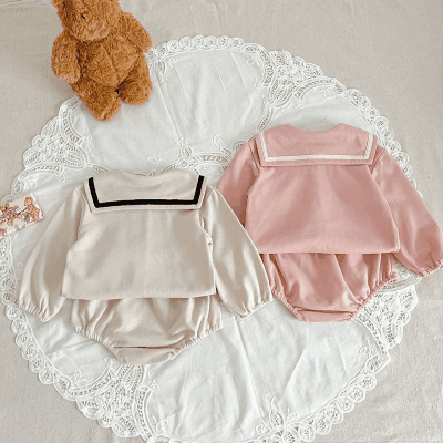ベビー ユニセックス 秋冬新作 セーラー服 ブラウス ショートパンツ シャツ+ズボン 66-100