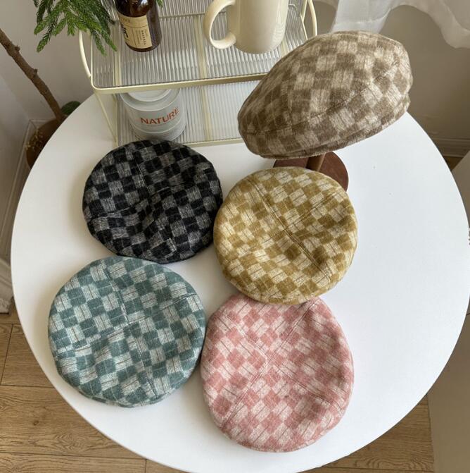 子供用★帽子★ベレー帽★キッズ★男女兼用★カジュアル★チェック柄★韓国風★5色