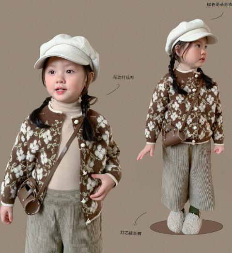 2023秋新作W★子供服　カーディガン&ズボン分けて販売★80-140cm★