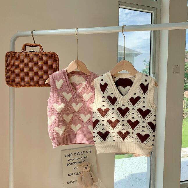 「2023秋冬」子供服★トップス★ベスト★韓国風子供服★キッズ女の子★ニット★2色★100-140CM