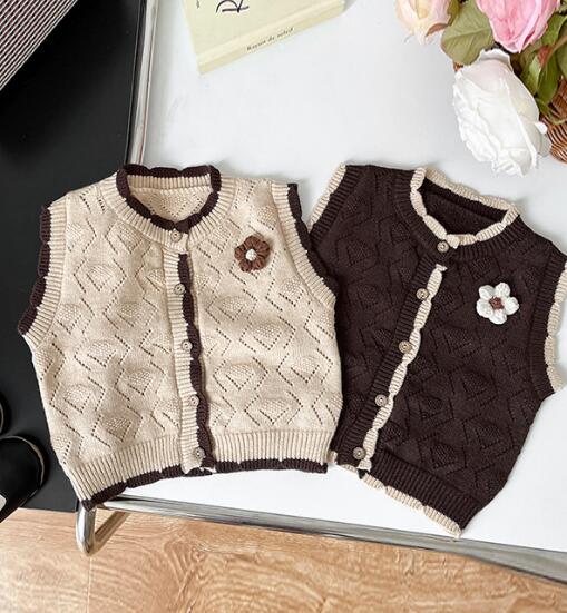 「2023秋」子供服★トップス★カーディガン★韓国風子供服★ベスト★ニット★2色★66-100CM