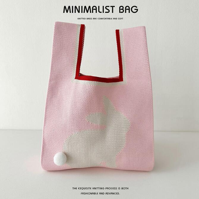 バッグ★レディース★トートバッグ★ハンドバッグ★ニットバッグ★大容量★ウサギ