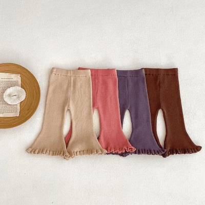 秋冬新作 ガールズ 0-3歳子供 長ズボン 連体服 ベルボトム ニット ロングパーツ フリル 66-100