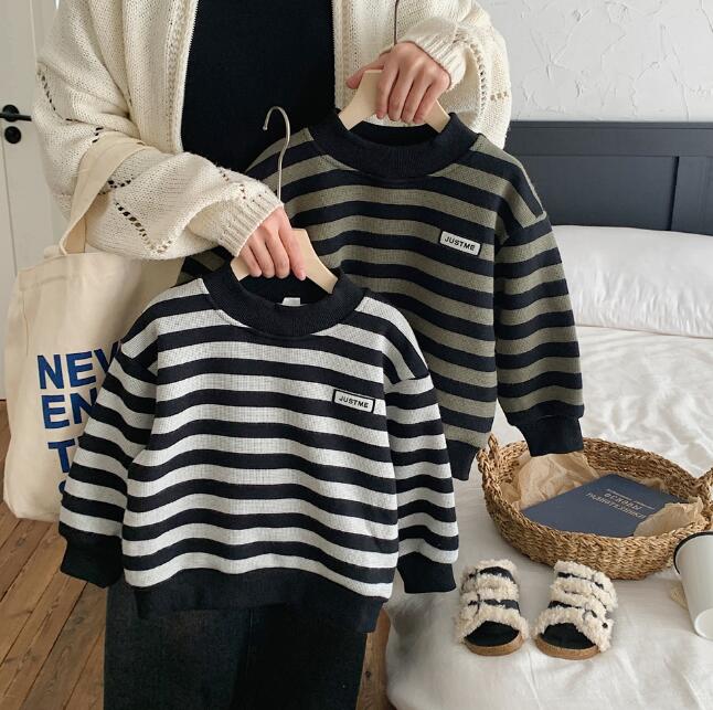 子供服★トップス★裏起毛★パーカー★ストライプ★韓国風子供服★キッズ男の子★2色★90-140CM