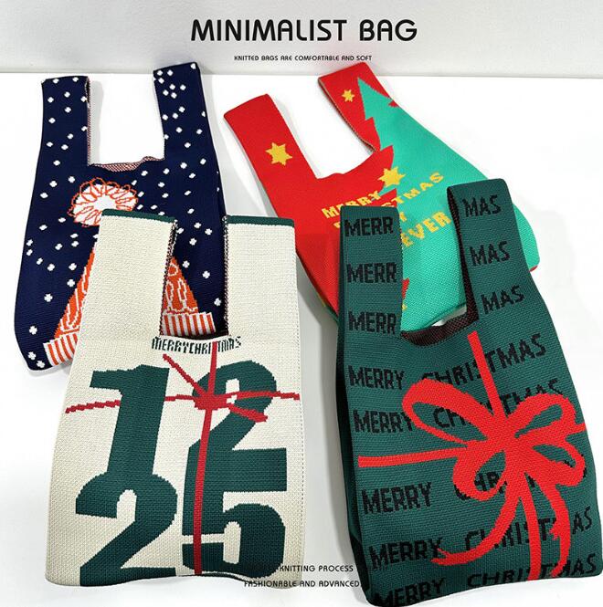 クリスマス★バッグ★レディース★トートバッグ★ハンドバッグ★ニットバッグ★大容量★4色