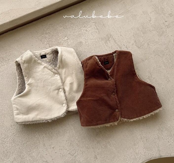 2023冬★子供服　厚手ベストコート　両面着用★73-110cm★2色