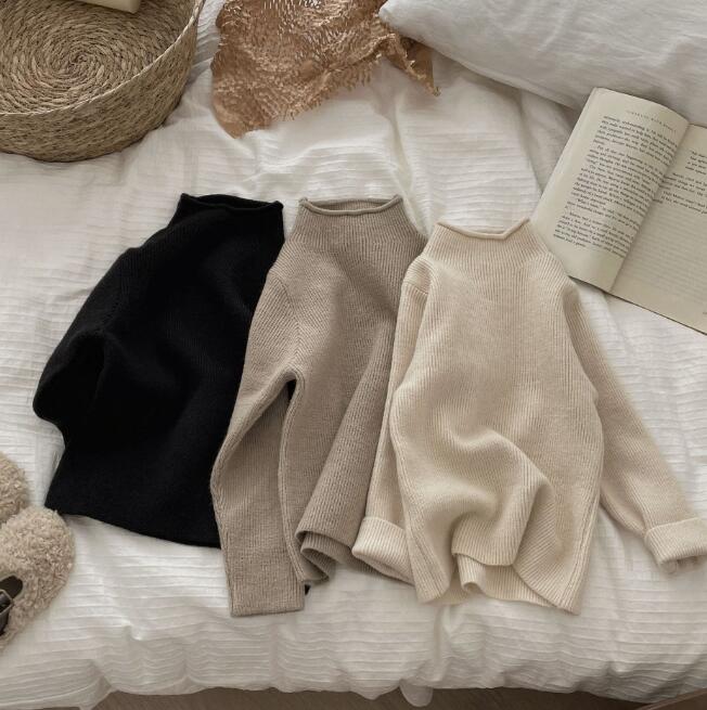 子供服★トップス★ニット★カシュクール★キッズ女の子★韓国風子供服★無地★3色★90-140CM