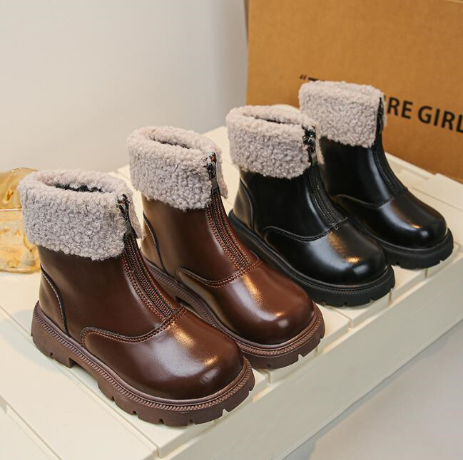 靴★子供靴★シューズ★キッズ女の子★ショートブーツ★裏起毛★2色★26-36#