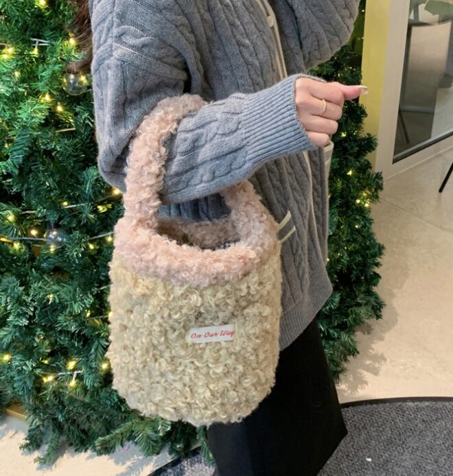 2023冬新★収納袋★可愛い袋★ボアハンドバッグ　