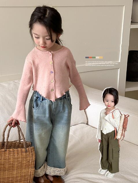 子供服★トップス★カーディガン★韓国風子供服★キッズ女の子★ニット★2色★90-140CM