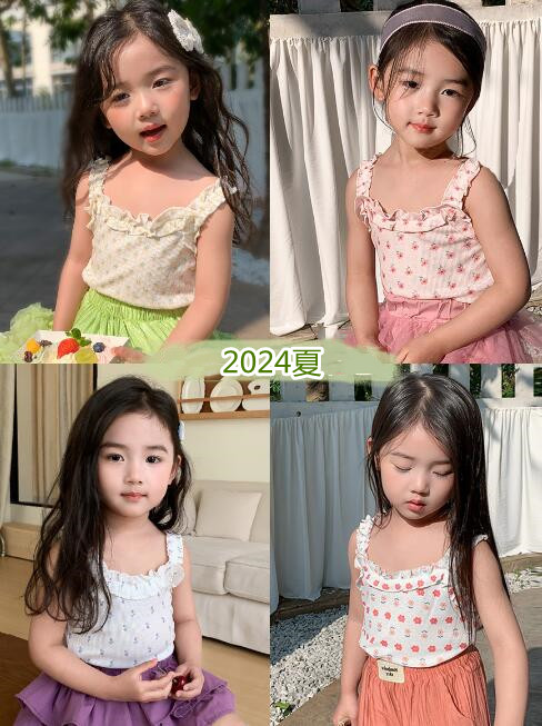 「2024」子供服★キャミソール★トップス★花柄★キッズ女の子★可愛い★5色★90-140CM