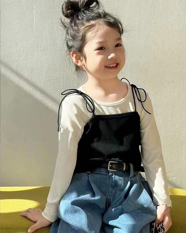 2024★春秋新作★韓国風子供服★Tシャツ+ベスト★ジーンズ★90-130CM
