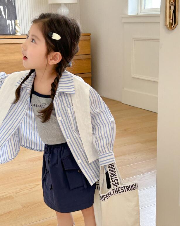 2024年新品★子供服 　ベスト+シャツ+スカート　セット★90-140cm★