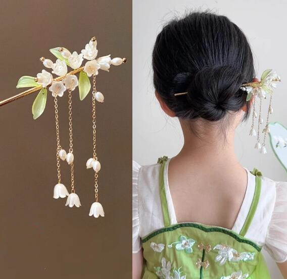 新作★女の子用★かんざし★簪★可愛い　鈴蘭の花★まとめ髪用★髪飾り★ヘアアクセサリー★