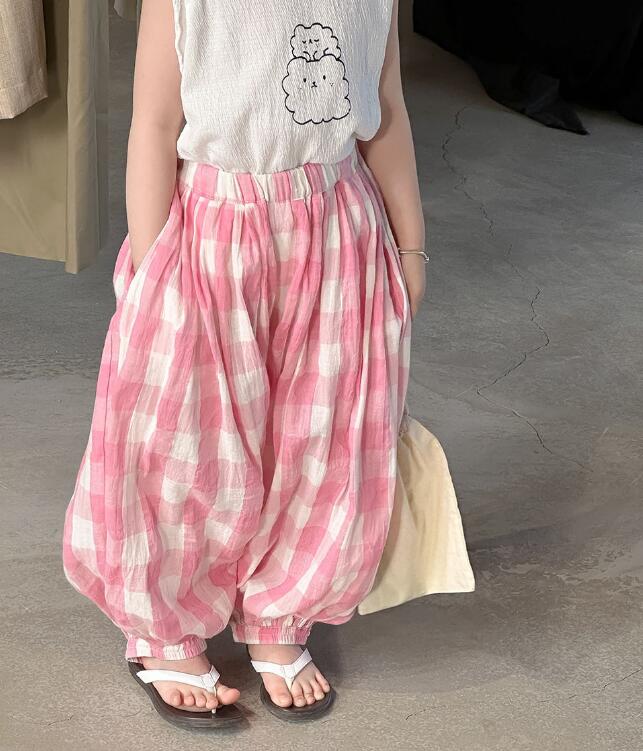 2024夏新★子供服　格子ズボン★80-140cm★