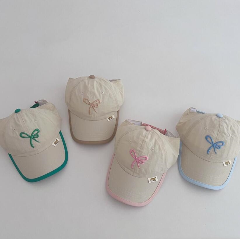 「2024」子供用★帽子★キャップ★キッズ★男女兼用★速乾★蝶結び★野球帽★4色
