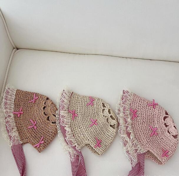 「2024」子供用★帽子★麦わら帽子★キッズ女の子★バケットハット★リボン★可愛い★3色