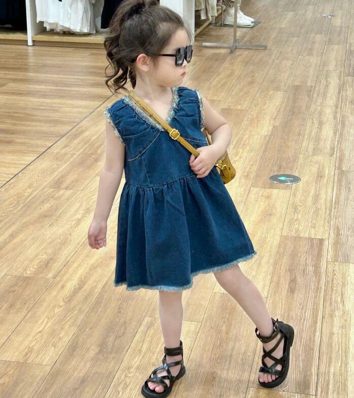 2024夏新品★子供服　デニムワンピース★90-140cm★